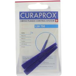 Verpackung mit zwei blauen Zahnbürstenhaltern von Curaprox.