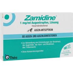 Verpackung von Augentropfen zur Behandlung von Augeninfektionen.